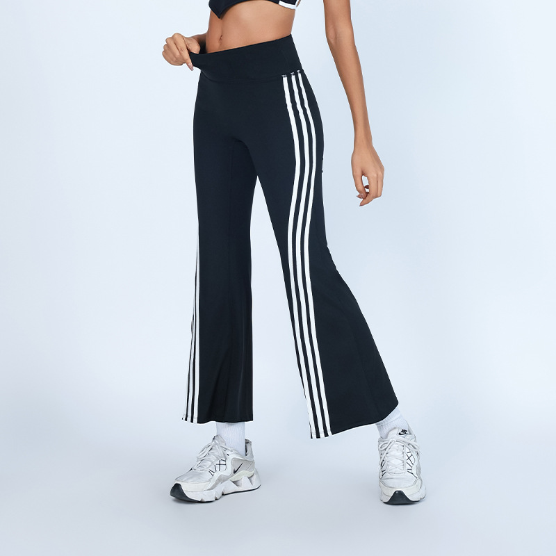 Pantalones deportivos transfronterizos de comercio exterior, pantalones de fitness, cintura alta, color a juego, alta elasticidad, secado rápido, pantalones de campana de yoga agradable para la piel