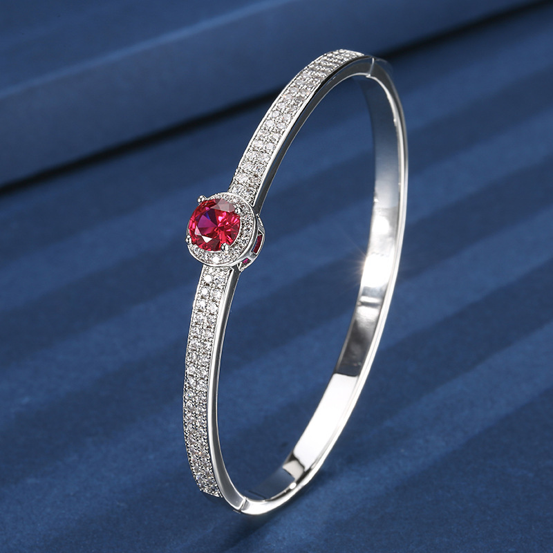 Pulsera de corindón rojo platino 5 #