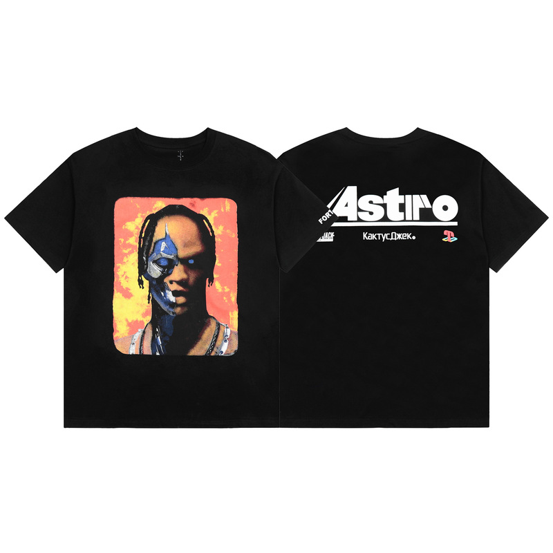 Cross-Border Travis Scott Cactus Jack Fortnite Robot Short-Sleeved T-Shirt