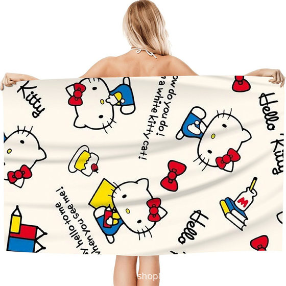 New Hello kitty bath towel microfiber digital printing multi-figure quick-drying beach towel factory wholesale