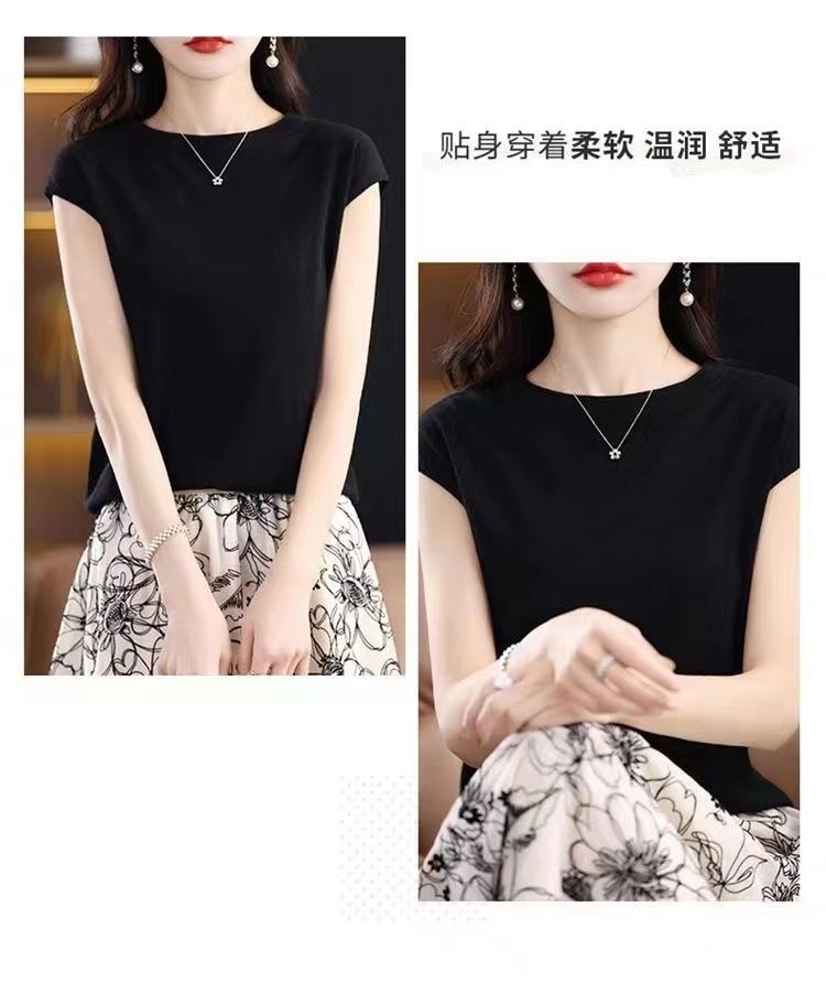 Áo thun nữ tay ngắn cổ tròn chất liệu ice silk mát lạnh, form rộng thoải mái — B5-05=giá trị thông số Kd, (cài 2), màu đen, màu sắc, Gạch đỏ chi tiết 9