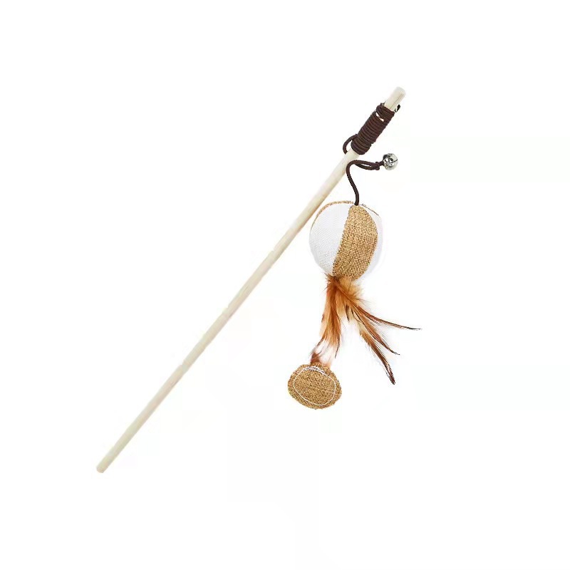 Juego de Varitas de Plumas para Gatos de Cuerda de Cáñamo Con Plumas y Cascabel para Gatos