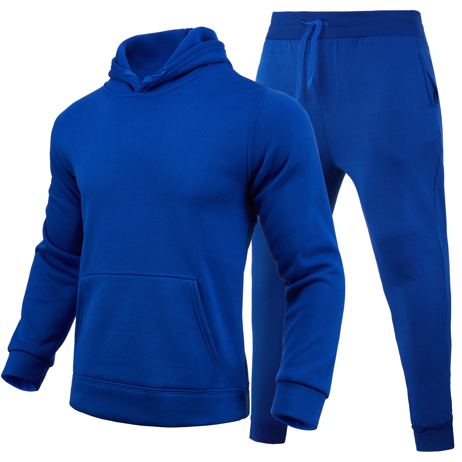 2024 autumn/winter men's women's casual European size blank solid color with fleece loose fitting hoodie and pants_voghion.com