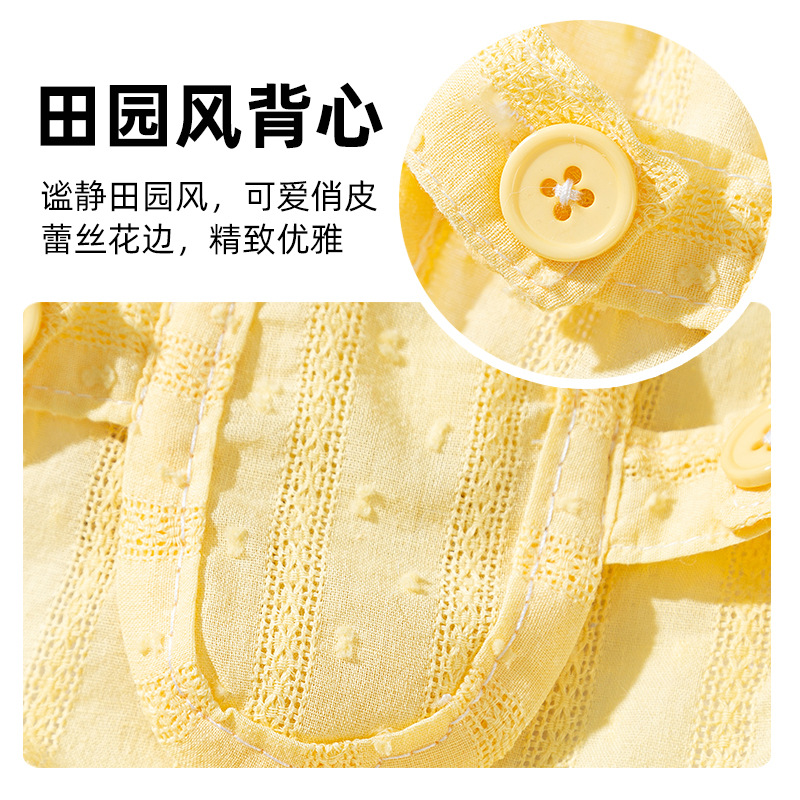 Chaleco de bolso de encaje pastoral tranquilo amarillo perro pequeño bichón peluche mascota perro sin mangas perrito ropa image 5