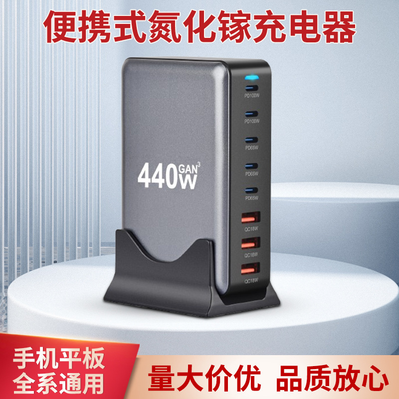 Amazon's Popular 440W Gallium Nitride Desktop Fast Charging Station for Mobile Phones, Tablets, and Laptops