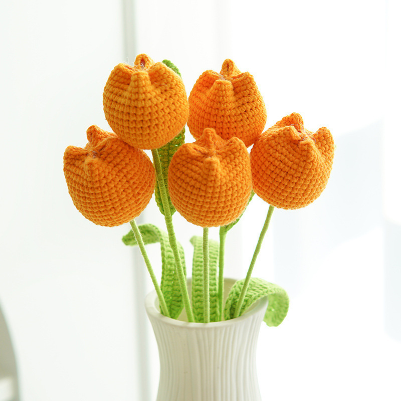 クロスボーダーの手編みの完成品の小さい花束は花の毛糸のメリヤスの花束を模倣します。|undefined