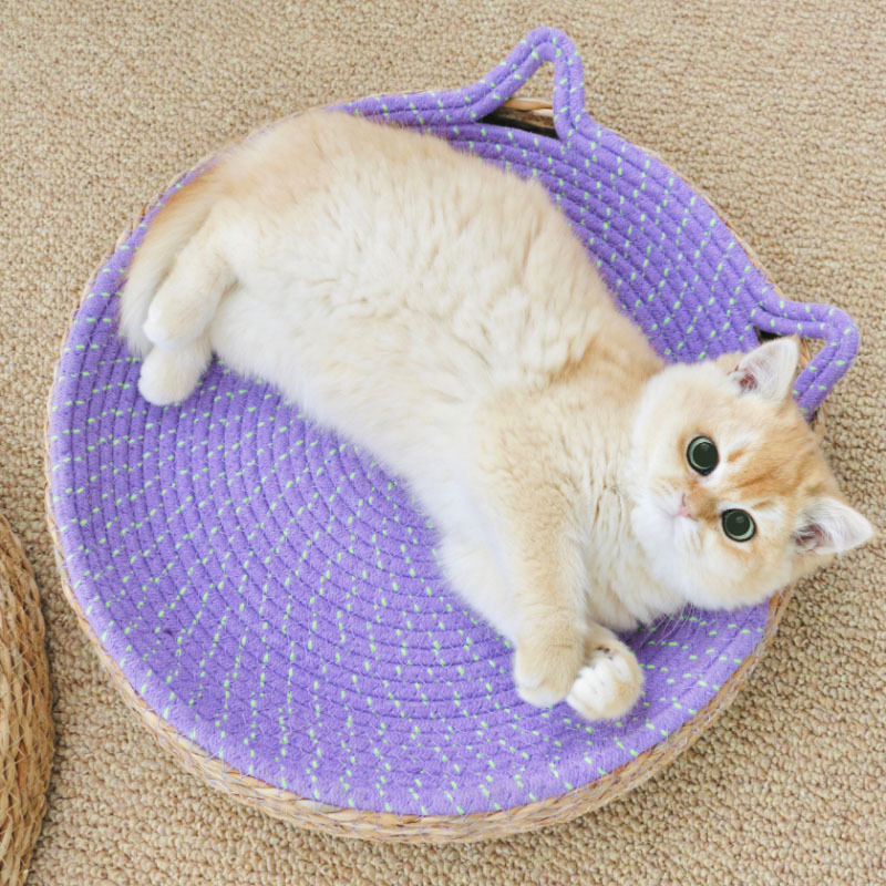 猫抓板窝磨爪猫爪板耐磨蒲草棉绳不掉屑猫窝抓盆一体猫咪用品玩具|undefined