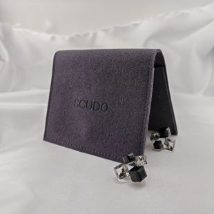 Grey Microfiber Material Double Bag Flip Envelope Bag Bracelet Necklace Jewelry Storage Bag Gift Packaging Cloth Bag