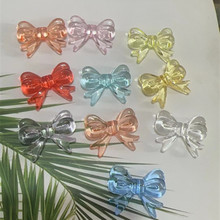23*29mm亚克力透明彩色丝带蝴蝶结直孔串珠diy手工项链配件材料