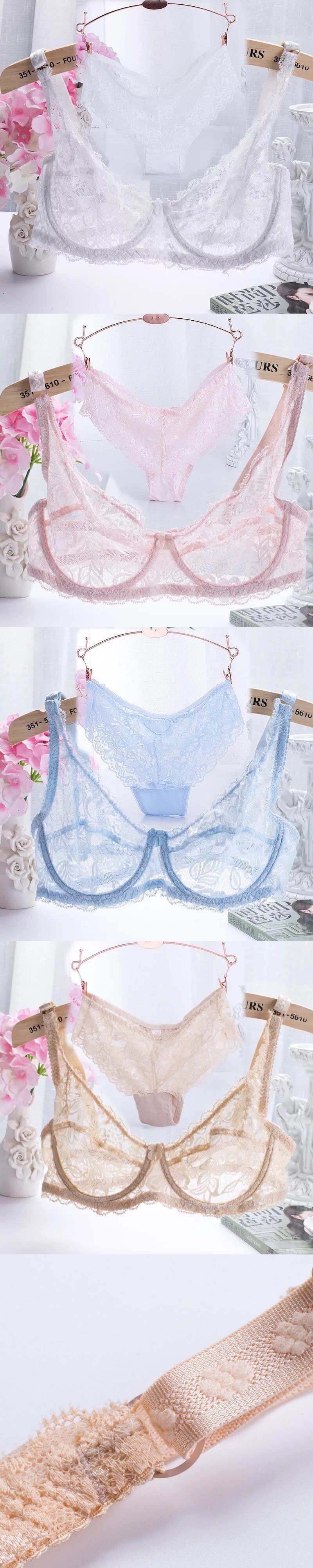 Un ensemble de lingerie sexy avec une fine dentelle transparente, agréable à porter et à dormir._voghion.com