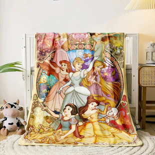 Cross-border generation hair cartoon princess blanket light flannel throw sofa bed travel camping blanket factory straight hair