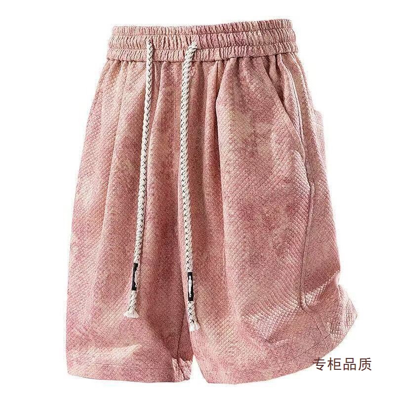 2026 Summer Solid Color Simple Shorts for Men Trendy Brand Loose Bf Casual Fashion Elastic Waist Drawstring Sports Shorts