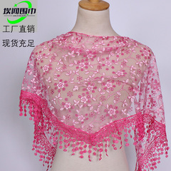 跨境熱銷蕾絲鏤空純色三角巾 韓版單色透氣服飾三角圍巾女 SJJ01