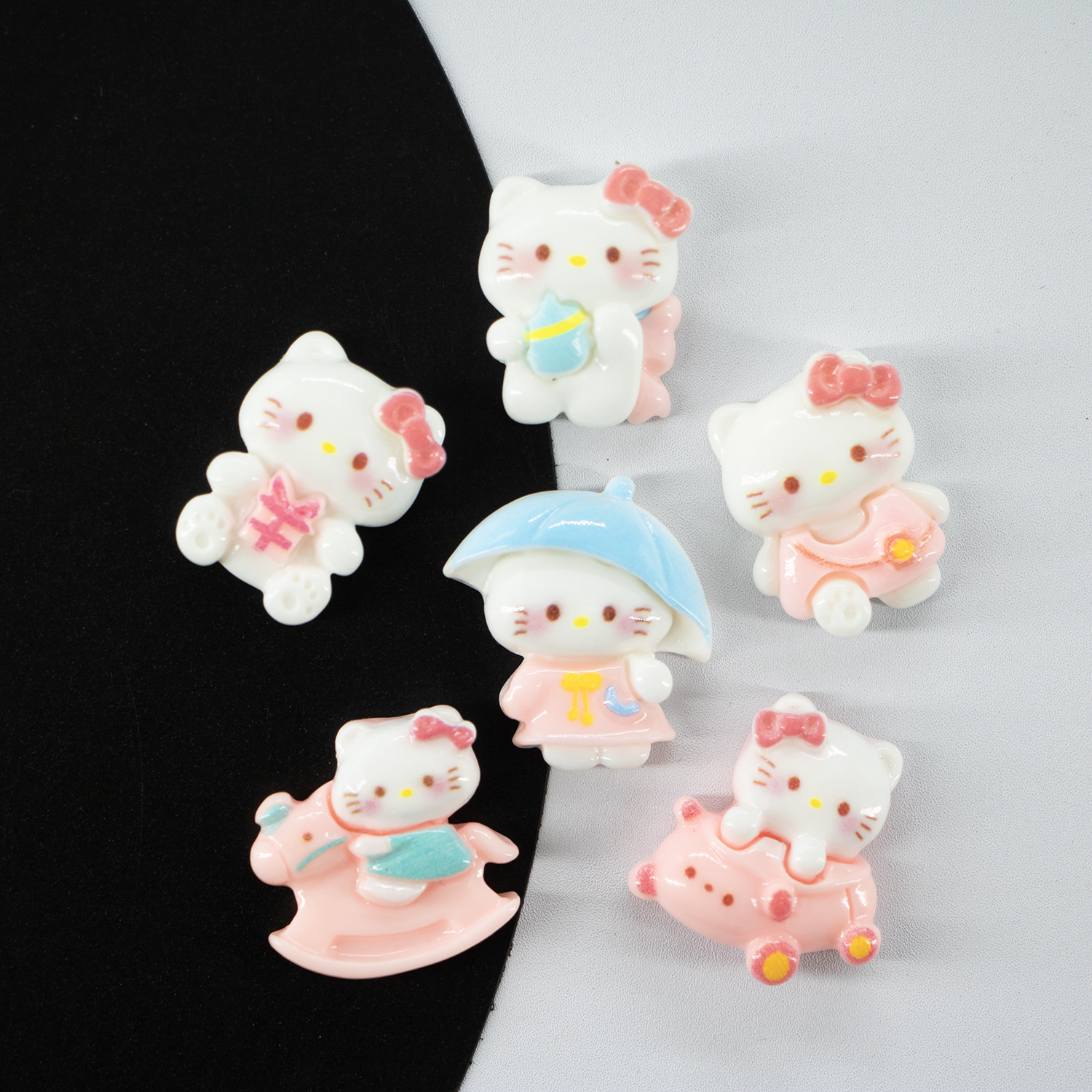 Glossy Cartoon Spring Outing Horseback Riding Kitten DIY Resin Accessories Cream Glue Mobile Phone Case Headband Hairpin Refrigerator Magnet