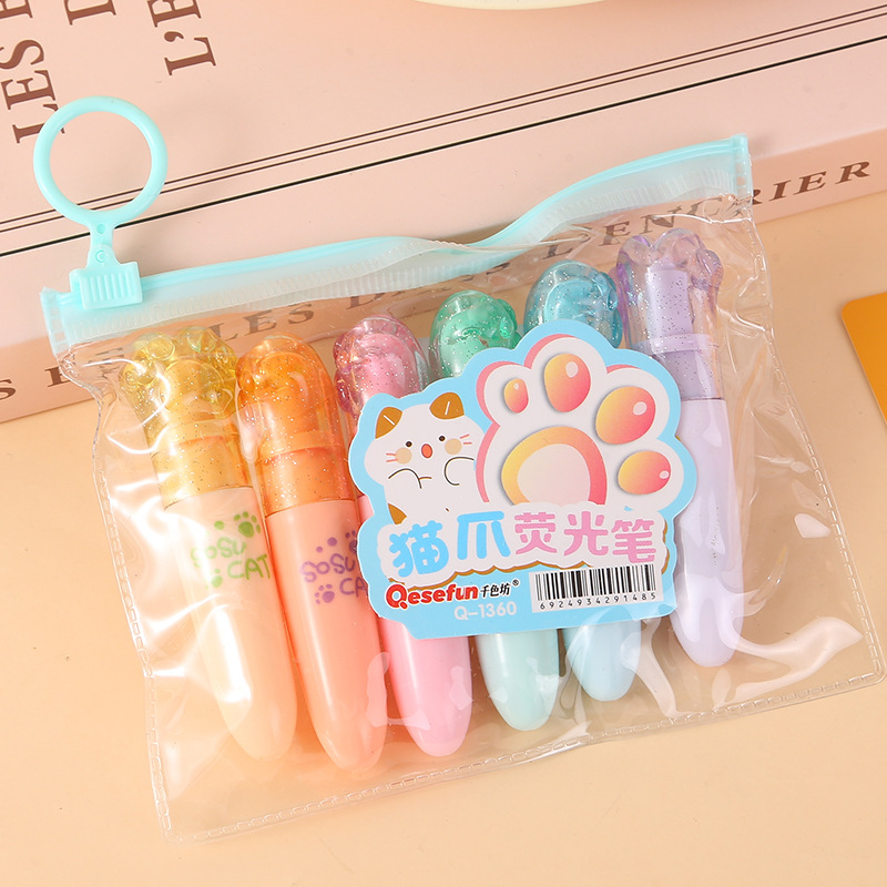 Mini resaltador súper lindo, dibujo de dibujos animados de estudiante, marcador de pintura, punto clave del fabricante al por mayor