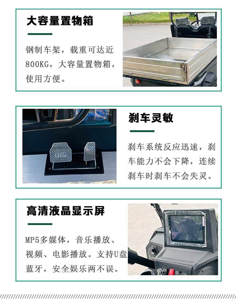 2-Seater Electric Golf Cart, 4-Wheel Golf Cart with Bucket, Electric Sightseeing Vehicle for Tourist Areas
