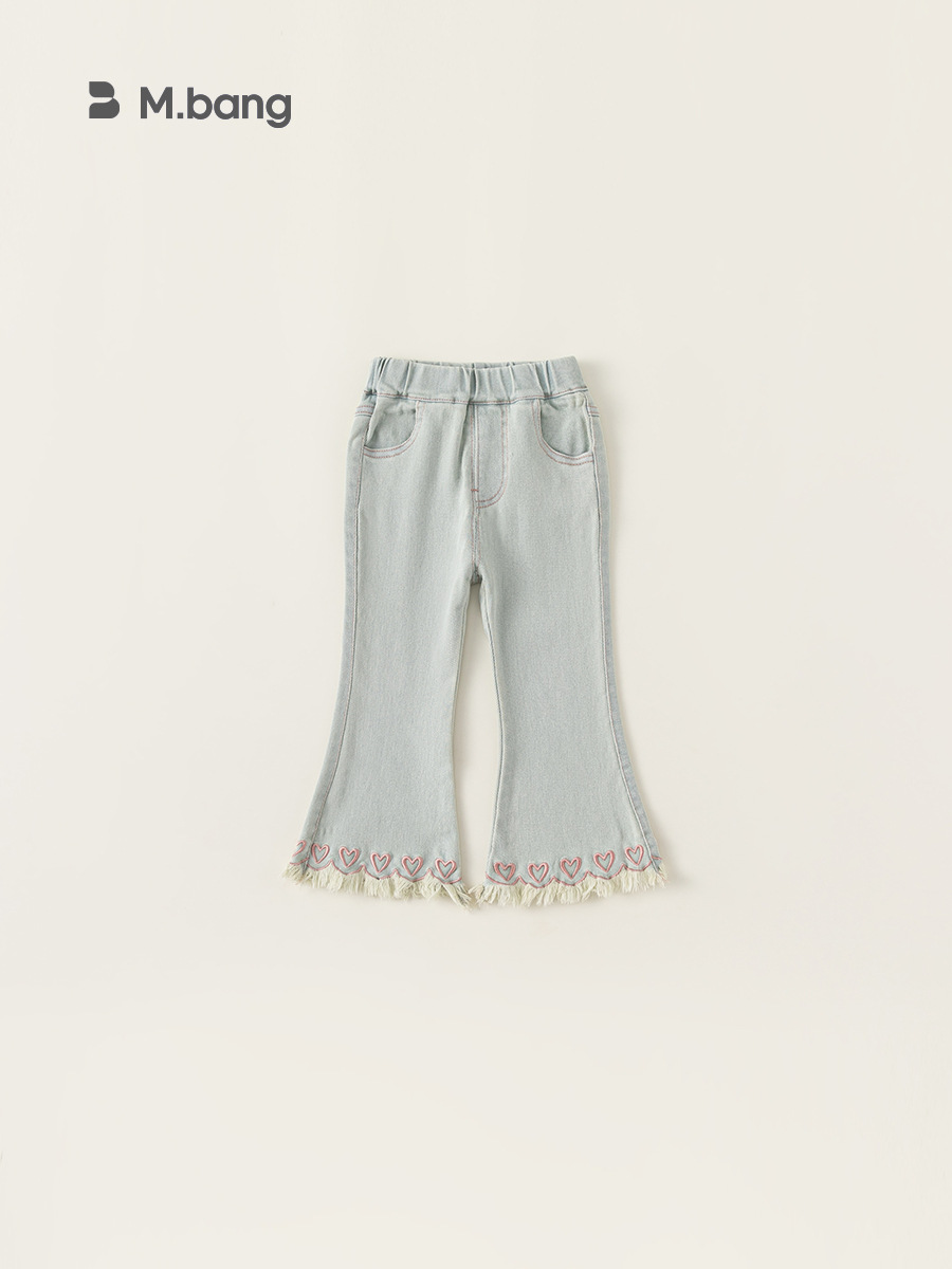 Ropa infantil Youbao, pantalones vaqueros estilo coreano para niñas, primavera y otoño, nuevos pantalones infantiles con borlas, pantalones acampanados para bebés, pantalones largos para bebés image 3