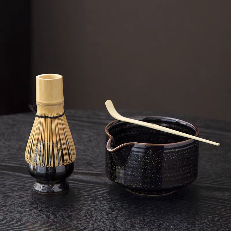 말차 세트 - 밝은 별이 빛나는 하늘 가로 줄무늬 - 선물 상자