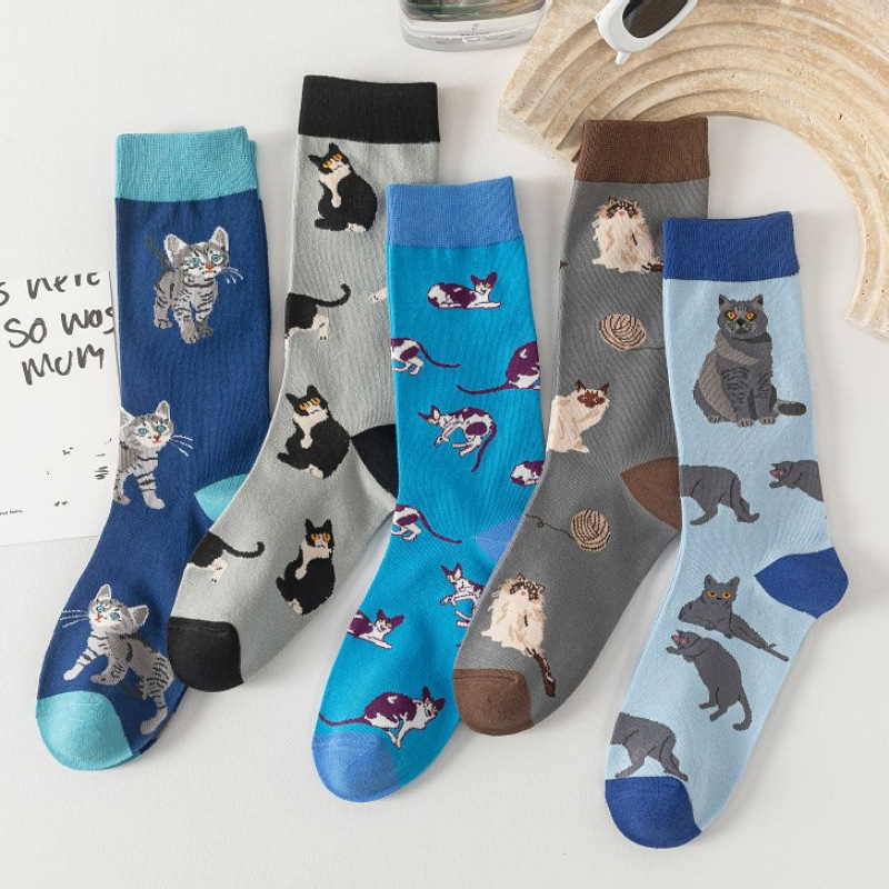 Cross-border socks plus size socks men's stockings spring and autumn winter cartoon cat Amazon female stockings wholesale