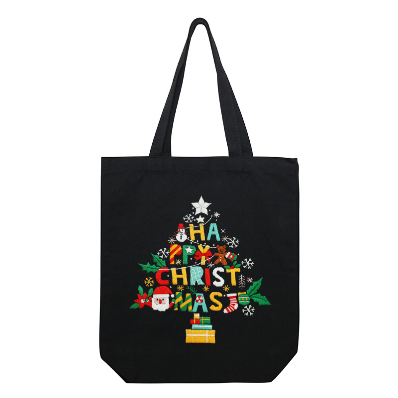 Bolsa de lona pequeña-Árbol de Navidad-Negro (no terminado)