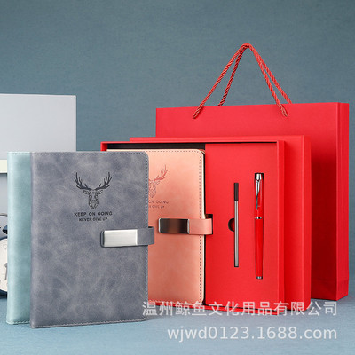 Amazon business affairs Imitation leather Notepad A5 Deer Gift box suit notebook enterprise Propaganda Readily customized