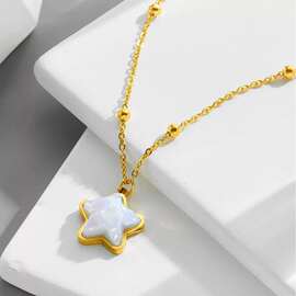 几何小圆珠星星人鱼姬个性极简风炉内真金项链女ins网红锁骨项链