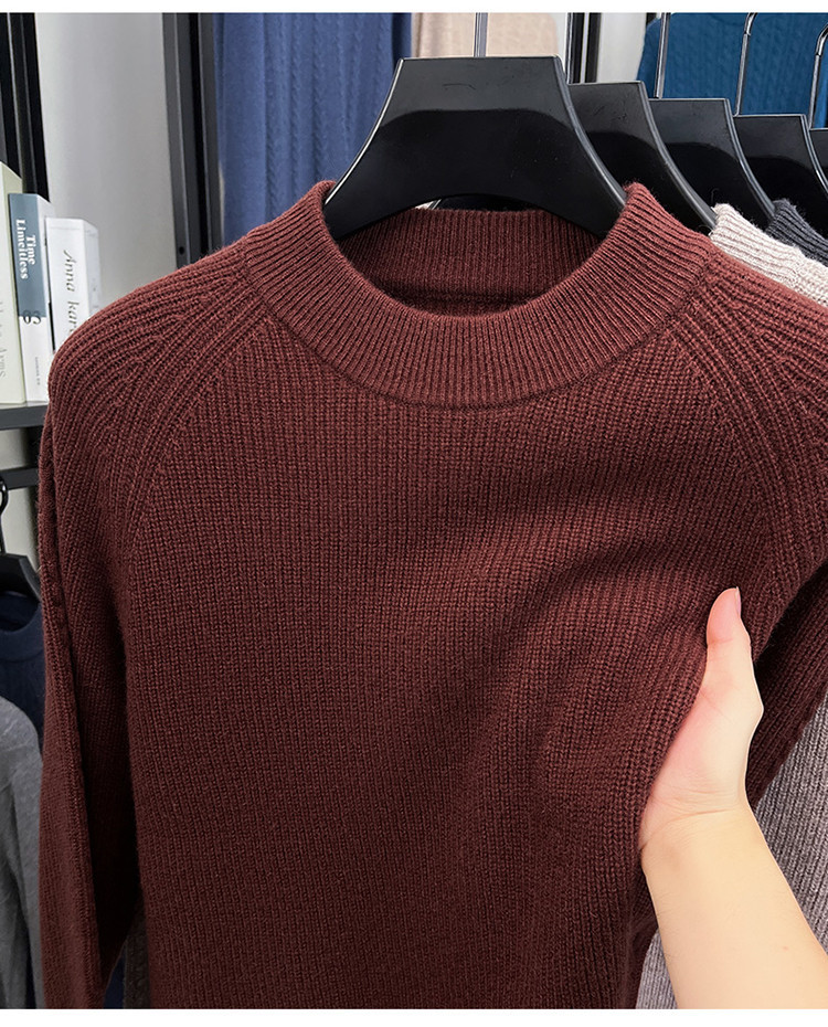 Suéter para hombres otoño y invierno nuevo abrigo casual camiseta de punto de cuello medio alto suéter de lana para hombres