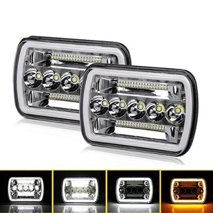 45W 5x7 square headlight with Halo angel eyes yellow and white two-color suitable for 6x7LED truck lights