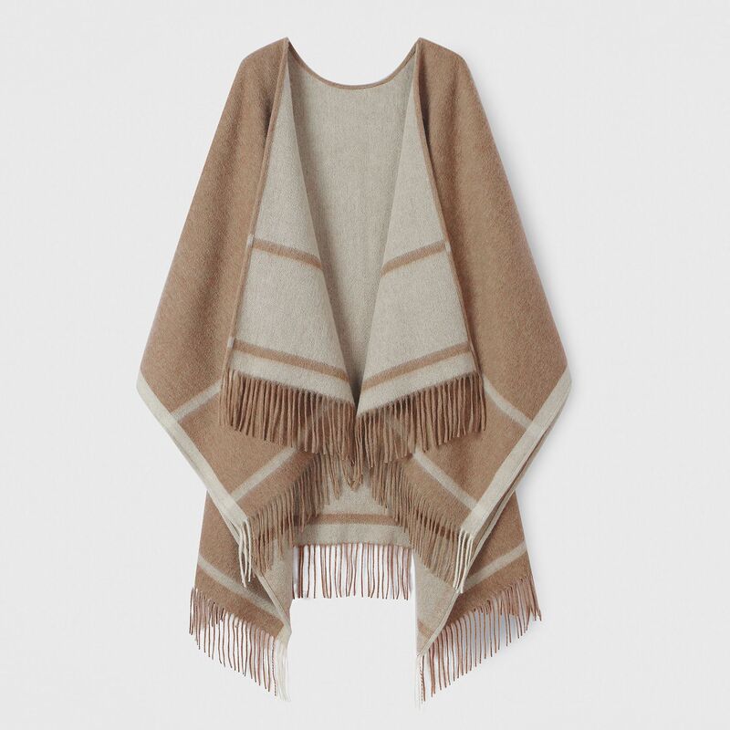 New Autumn and Winter Lamb Wool Shawl for Women, Plaid Widened and Lengthened, Warm and Thickened Cloak with Outer Cape