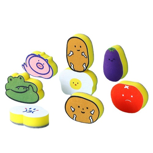 Kitchen Dishwashing Sponge Fruit Cute Decontamination Magic Cloth Scouring Pad Absorbent Durable Round Cartoon Sponge Cloth