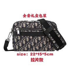 新しいメンズメッセンジャーハンドバッグ、ダブルジッパー付きカメラバッグ、レトロなキャンバスジャカード刺繍ショルダーバッグ、クロスボディバッグ