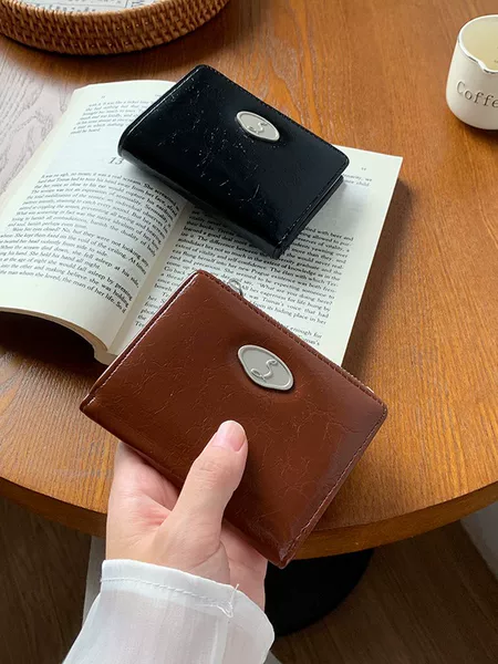 Envelope Wallet ~ Pleated Wrinkle Women's Wallet Simple 80% off Foldable Zipper Leather Money Clip Simple