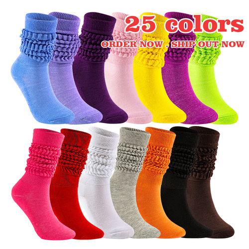 Stacks of Socks European and American Spring and Summer Mid-high Boots slouch socks Bubble Socks Foreign Trade Amazon Cross-border Socks 