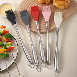 304烘焙工具不锈钢加厚长柄耐高温一体式高档硅胶牛油刷硅胶刷现