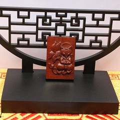 Lightning Struck Jujube Wood Nine-Tailed Fox Spirit Pendant with 46 Pieces, Taoist Magical Tool, Portable Accessory, Made from Old Material, Dark Color, Intricately Carved