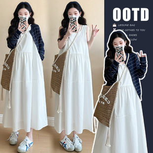 Real shot in stock ~ 2025 spring and summer suit Korean version of simple lazy wind vest skirt blue cardigan two-piece set