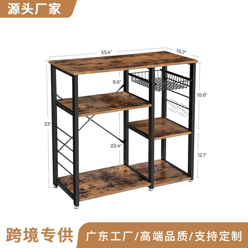 Kitchen Bread Rack Double-Layer Storage Rack Microwave Oven Stand Metal Frame Storage Shelf for Home Use