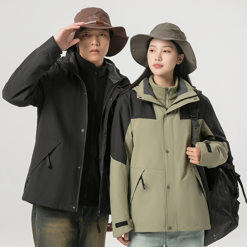 Outdoor jacket couple detachable two-piece autumn and winter three-in-one windproof and waterproof group purchase work clothes jacket