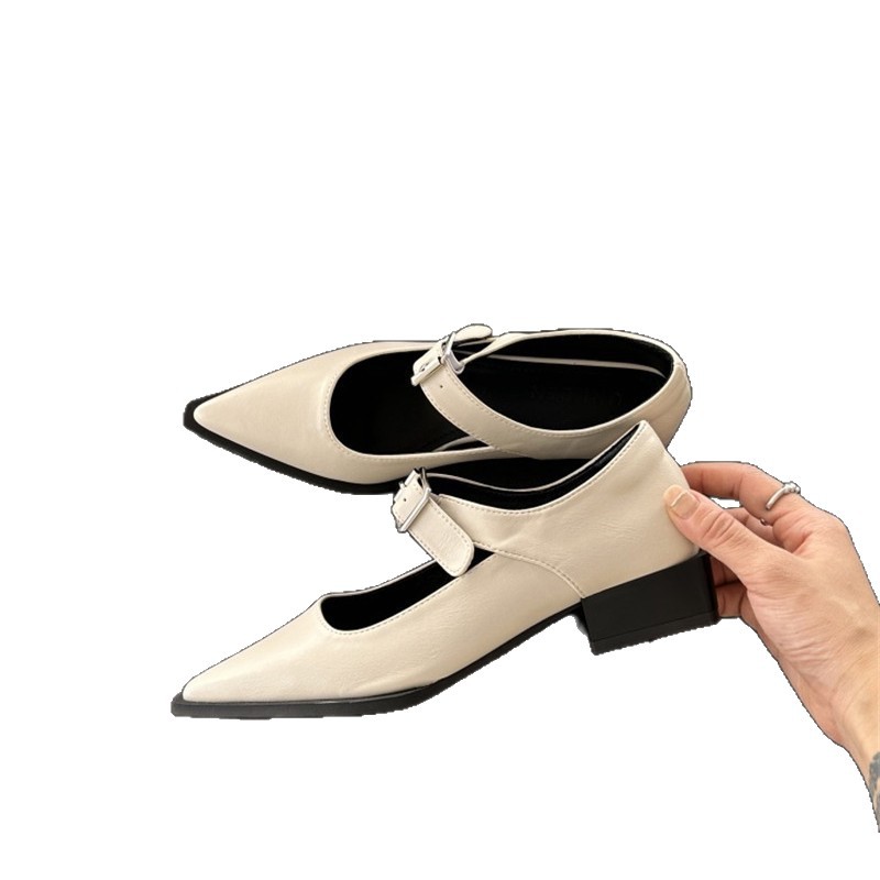 French-style Pointed-toe High-heeled Shoes, New Autumn 2025 Collection, Elegant And Versatile, Retro Low-heel Chunky_vogvips.com