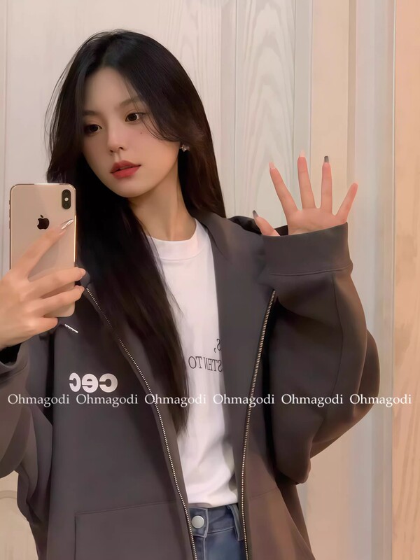 韩国正品cec卫衣外套宽松CHANCECHANCE秋冬连帽拉链开衫男女情侣|undefined
