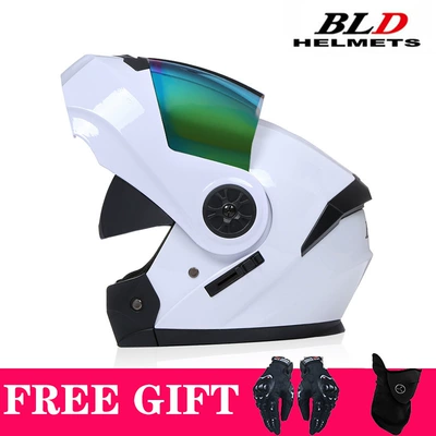 for Cross-Border Sales, Motosiklet kaskı (dəbilqə) - white-color-lenses-comes-with-mask-gloves-s55-56