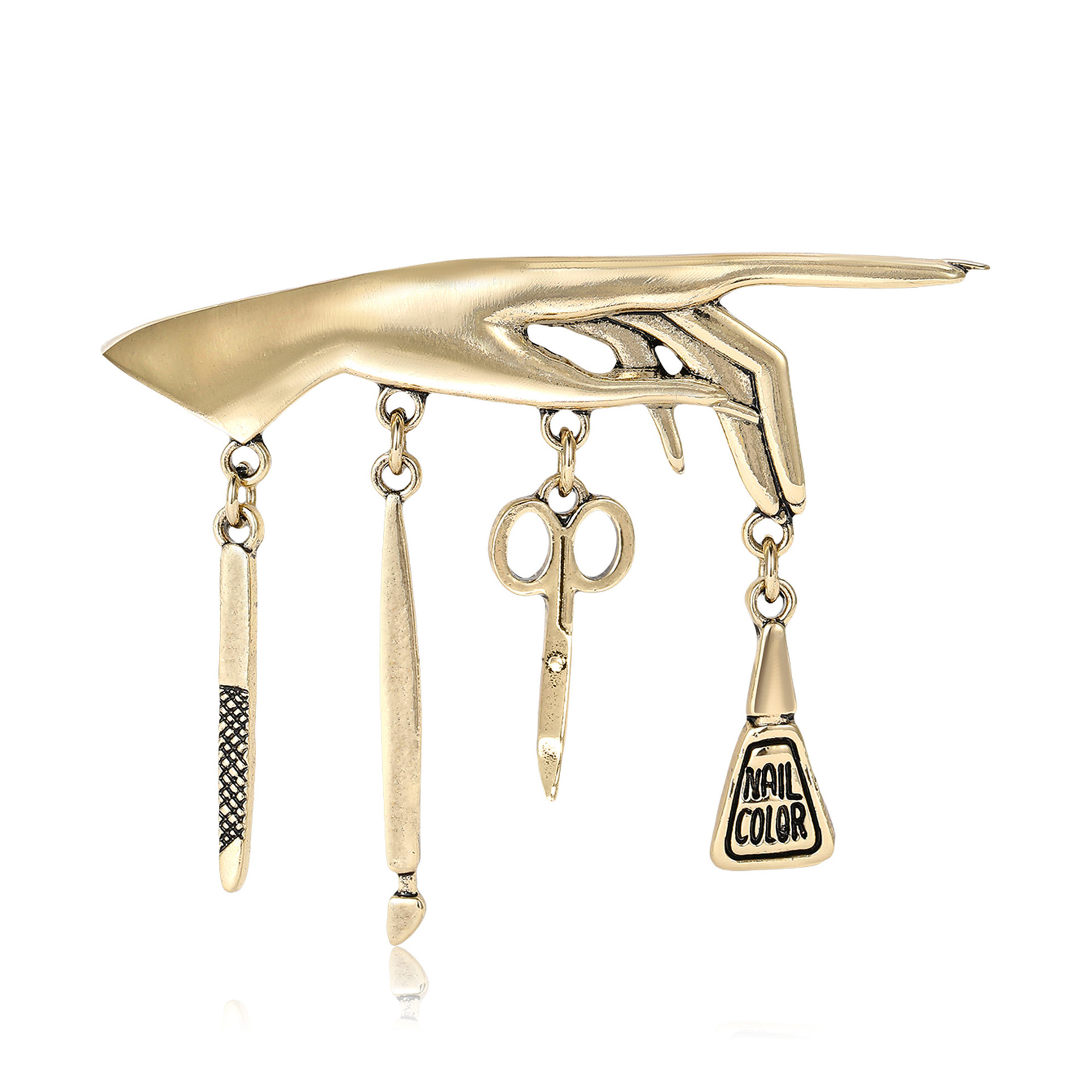 New Retro Manicurist Tool Pendant Brooch Simple Versatile Artistic Men's and Women's Suit Shirt Corsage Jewelry Pin