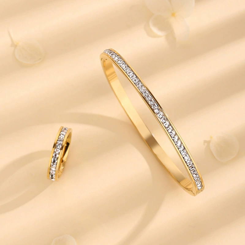 Bracelet stainless steel, ring, set, accessory, fashionable jewelry, light luxury style, wholesale, simple and elegant design