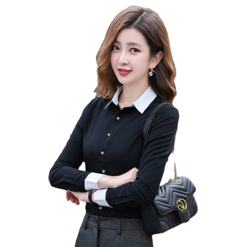 Spring Long-Sleeve Innerwear Professional White Dress Shirt Stylish Design Collar Shirt Workwear Versatile Women's Fashion Top