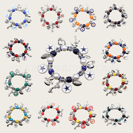 Hot Seller NFL Football Team Handmade Elastic Beaded Bracelet Dallas Cowboys Kan