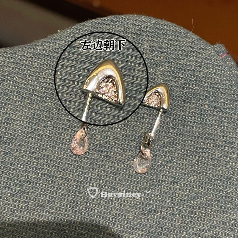 立体恶魔钉耳钉甜酷风粉色猫耳朵水滴吊坠耳蜗耳骨钉精致耳饰女|undefined