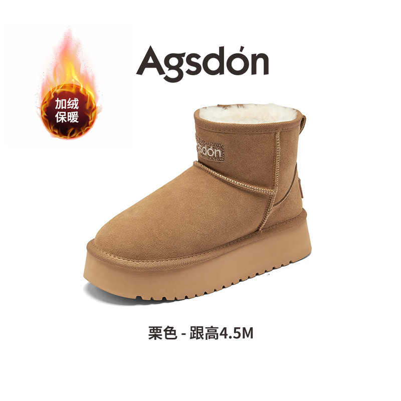 Botas de nieve para mujeres 2025 nuevo otoño y invierno con suela gruesa de lana y algodón grueso para usar botas cortas de pan