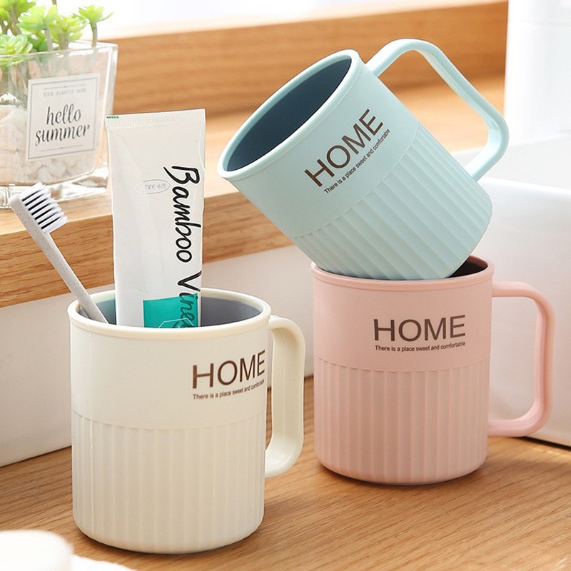 Vaso redondo de dos colores para uso doméstico, vaso para cepillarse los dientes y enjuagar, vaso de agua simple de plástico grueso, vaso para cepillo de dientes, vaso para parejas.