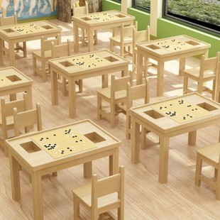 Table Solid Wood Double-Layer Backgammon Chess Go Tutoring Class Training Primary and Secondary School Students Table School Chess Table Children