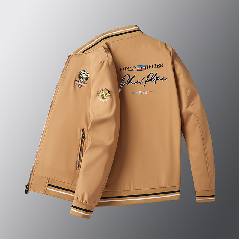 Veste de luxe légère automne nouvelle terre broderie manteau décontracté tendance de la mode costume de baseball pour hommes_voghion.com